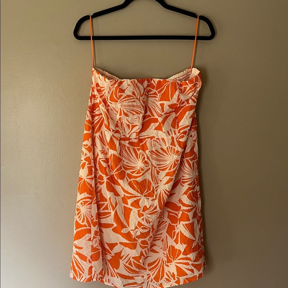 American Eagle Outfitters Orange and White Floral Mini Dress/Shirt